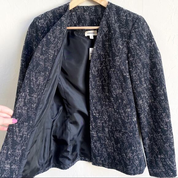 NWT L’AGENCE Black White Open Front Evening Jacket Blazer - Picture 7 of 9